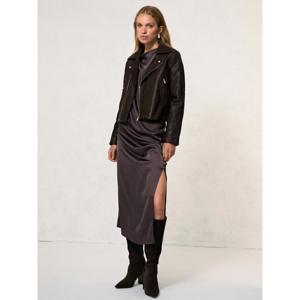 REISS Lidia Suede-Lapel Leather Biker Jacket